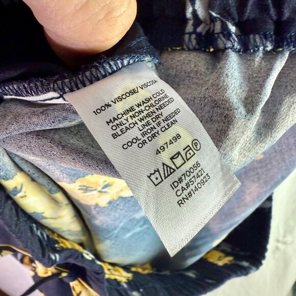 LOFT 2 Pairs Women's XSP Floral 100% Viscose Blue & Gray Fluid Drawstring Pants - Picture 5 of 14